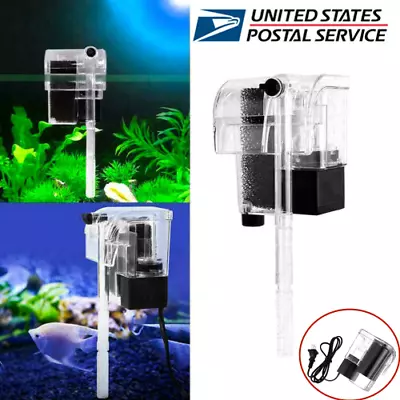 New Aquarium Fish Tank Mini Waterfall Hang On External Oxygen Pump Water Filter • $8.79