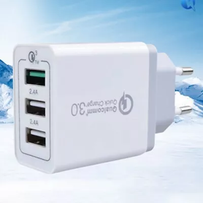 £8.57 • Buy 3 Port European Plug Adapter USB Charger QC 2 Pin Socket Fit For IPhones Tablet