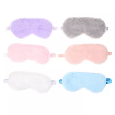  6 Pcs Faux Rabbit Fur Blackout Sleeping Travel Eye Patches For Adults • £13.78