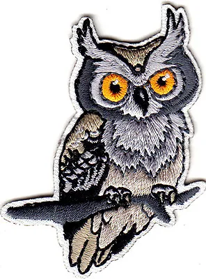 $3.20 • Buy HORNED OWL Iron On Patch Birds Owls