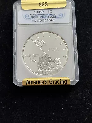 2005 P LIBERTY MARINES 1775 - 2005 1 Oz SILVER COIN $1 DOLLAR • $100