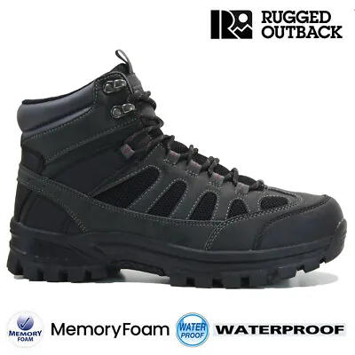 Mens Waterproof Walking Hiking Boots Memory Foam Running Ankle Trainers Shoes • £22.95