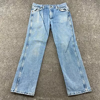 VINTAGE Wrangler 936ATW Jeans Mens 32x30 Blue Slim Fit Cowboy Cut Light Wash Y2K • $19.95