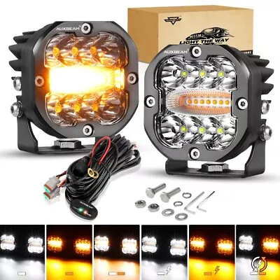 $119.69 • Buy AUXBEAM 3  LED Work Light Bar Strobe Flash Amber Cubes Pods Driving Offroad ATV