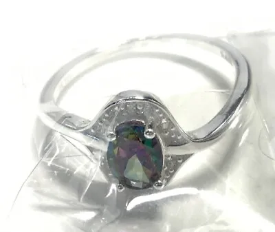 Sterling Silver 925 Mystic CZ & Clear CZ Ring Size 8 New With Tags HJ50 • $15.95