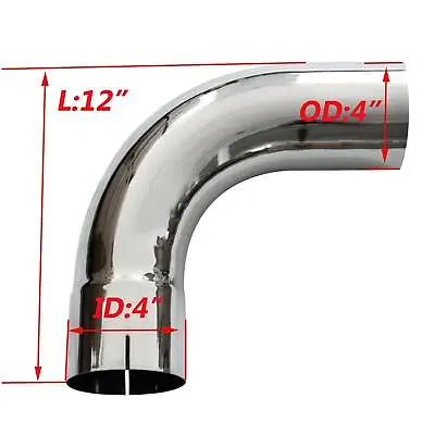 4 ID Truck Chrome 90 Degree Exhaust Elbow Pipe 4 OD X 12  Arms Tube Tailpipe Tip • $69.90