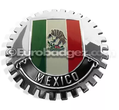 NEW Chrome Front Grill Badge Mexican Flag Spanish Bandera MEXICO MEDALLION GWR B • $19.99