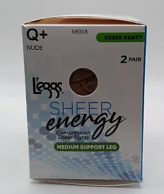 $7.99 • Buy Leggs Sheer Energy 2 Pair Size Q+ Nude Sheer Panty Pantyhose Medium Support 