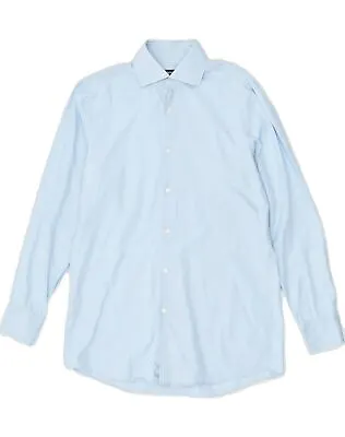 HUGO BOSS Mens Sharp Fit Shirt Size 15 1/2 Medium Blue Cotton OF04 • $12.61