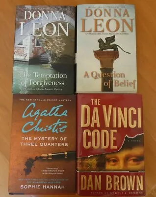 Mystery Novels Lot Of 4 Hardback-Bestselling Donna Leon The DaVinci Code Brown  • $16