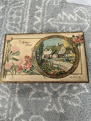 Art Nouveau Vassar Chocolates For Mother Dear Tin Canco VTG 1920s Cottage Roses • $25