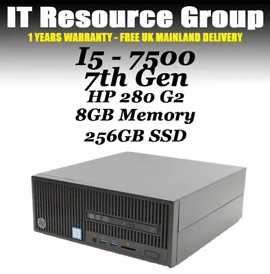 CORE I5-7500 7TH GEN HP 280 G2 SFF PC 8GB DDR4 256GB SSD WINDOWS 10 • £89.99