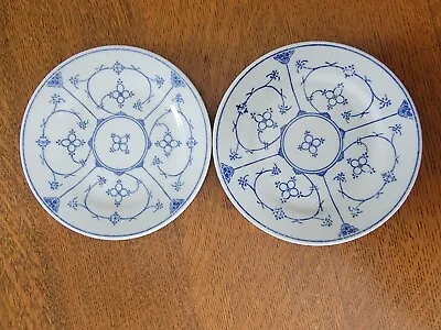 Pair Kahla GDR Kobaltunterglasur Porcelain Bread Plates Blue Straw Flower • $12.99