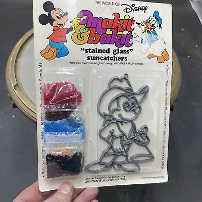 1982 Makit & Bakit World Of Disney Cowboy Mickey Mouse Suncatchers KIT NOS • $14.50