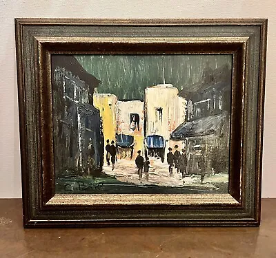 Mid-Century Oil Painting Town Scape - Signed  • $85