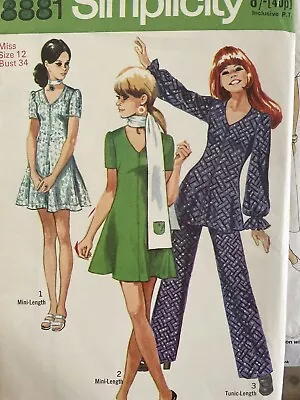 £3.99 • Buy Uncut Vintage 1960's Simplicity Fit & Flare Dress Tunic Trousers Sewing Pattern