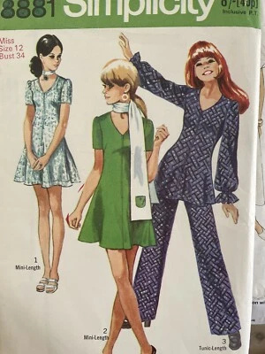 £3.99 • Buy Uncut Vintage 1960's Simplicity Fit & Flare Dress Tunic Trousers Sewing Pattern