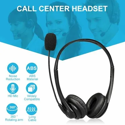 £13.59 • Buy USB Computer Headset Wired Over Ear Headphones Call Center PC Laptop Skype New