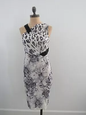 Dress Versace Silk Black White Orchid Floral Flower Sleeveless XS 4 40 Italy • $125.95