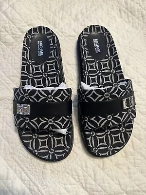 Michael Kors MK Logo Jacquard Padma Slides Sandals Size 8.5 • $50