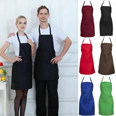 Premium Cotton Chefs Apron Barber Butchers Kitchen Cooks Apron Two Front Pockets • £3.99