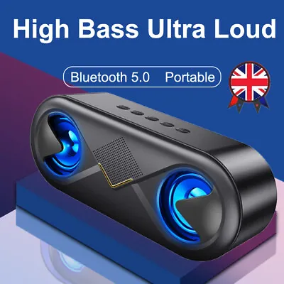 Bluetooth Wireless Portable Speaker Waterproof Stereo Bass USB TF FM Sound Box • £16.68