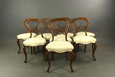 Set Of 8 Victorian Mahogany Dining Chairs • £1375