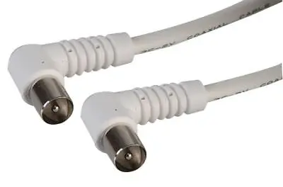 4m Right Angle TV Aerial Cable Male To Male RF Fly Lead Coaxial Coax WHITE • £4.59