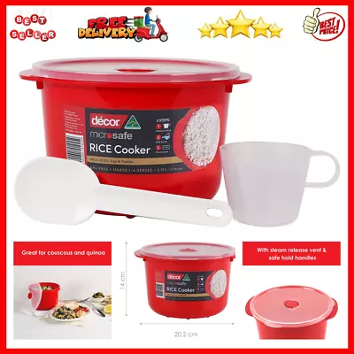 Decor 148700-003 Microsafe Microwave Rice Cooker And Vegetable Steamer Red AU • $13.35