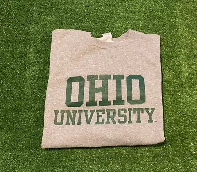 Vintage Ohio Bobcats Sweatshirt Extra Large Gray Crew Neck Mens OU Y2K Green • $37.50