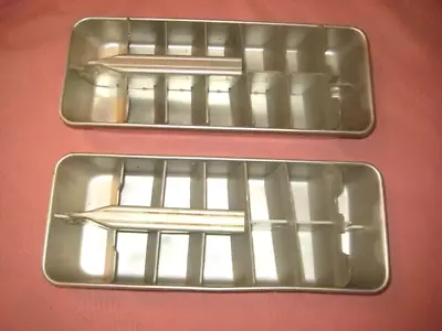 Vintage Aluminum Ice Cube Trays Pull Handle 14 Cubes Set Of 2 • $19.95