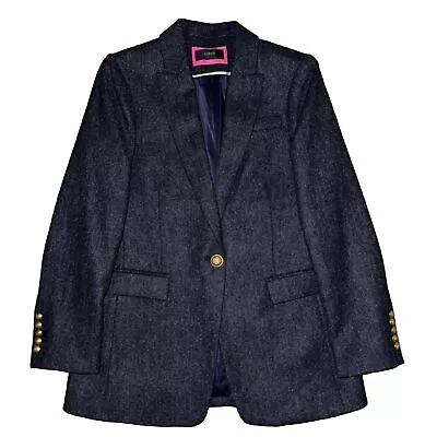 J.Crew Moon British Wool Herringbone Blazer Women’s Size 6 Navy Blue • $99.99