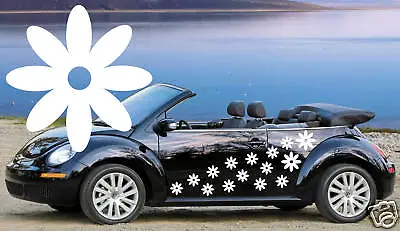 26 WHITE HOLLOW CENTER DAISY FLOWER CAR STICKERS. Wall Decal Tile Sticker • £3.50
