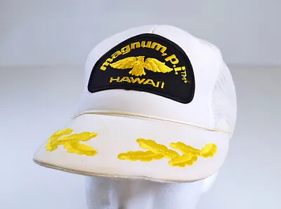 Vintage Magnum PI Hawaii White Foam Mesh Snapback Trucker Hat Cap Scrambled Egg • $29