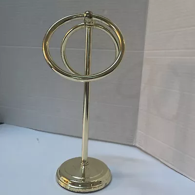 Vintage Brass Standing Double Towel 2 Ring Rack Holder Stand Bathroom 12” • $19.99