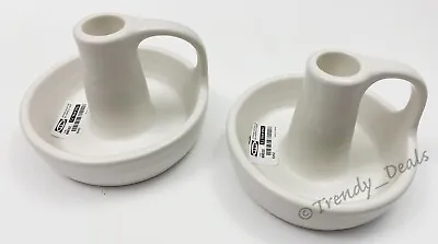 SET Of 2 - Ikea GODTAGBAR Candlestick Candle Holder W/Handle Ceramic White 3   • $58.99