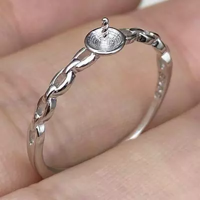 S925 Vintage Pearl Ring For Wedding Adjustable Semi-mount Pearl Ring Setting • $18.15