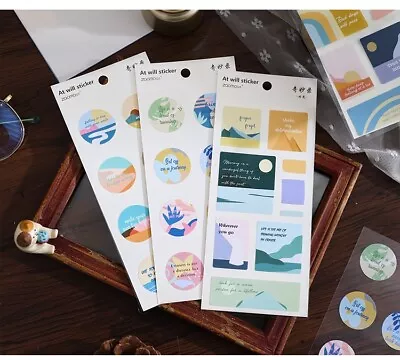 $2.09 • Buy Cute Landscape Stickers Lover Stationery Bullet Journal Japanese Diary Gift 