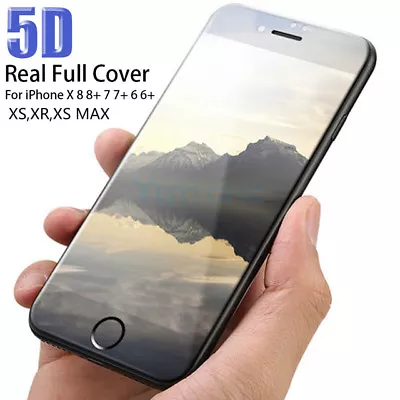 5D Full Cover Tempered Glass Screen Protector For IPhone  X Xs Max Xr 8 7 6 Plus • $1.99
