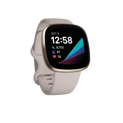 $92 • Buy Fitbit Sense (Lunar White/Soft Gold) With Charger And Small Band