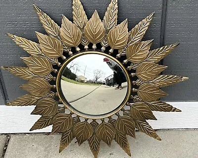 Victoria Hagan Perfect Pieces Metal Sunburst Leaf Convex Wall Mirror Hollywood • $125