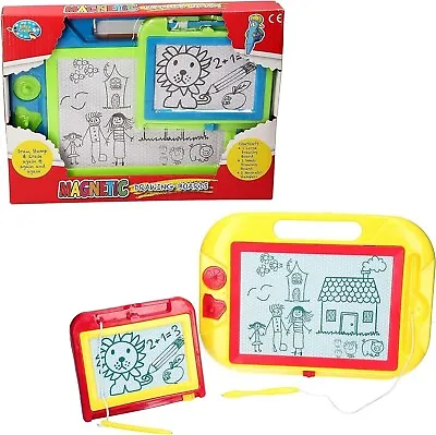 2 Set Magnetic Drawing Boards Magic Pen & Stampers Kids Arts Crafts • £9.40