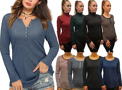 £5.99 • Buy Ladies T-Shirt Top Long Sleeve Stretch Or Loose Fit 100% Cotton RRP £9.99