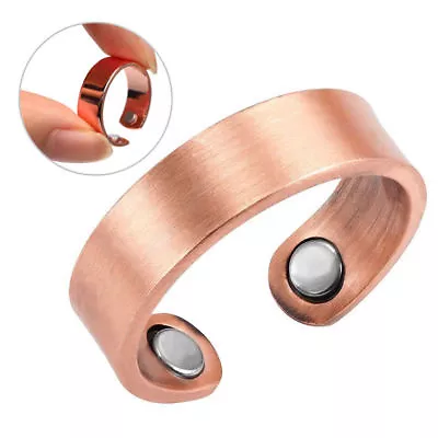 New ARTHRITIS SOLID MAGNETIC COPPER RING WITH2 - 2000 GAUSS MAGNETS SIZES 8 • $5.99