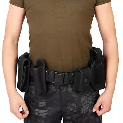 £38.58 • Buy Black Utility Belt Waist Bags Security Police Guard Patrol Set Radio Pouches