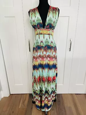 Veronica M. Maxi Dress Small Sleeveless Multicolor Tie Boho Beachy Resort Travel • $49