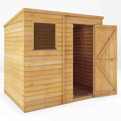 7x5 PENT GARDEN SHED SINGLE DOOR WOODEN SHEDS OVERLAP CLAD 7ft X 5ft New Un Used • £388.49