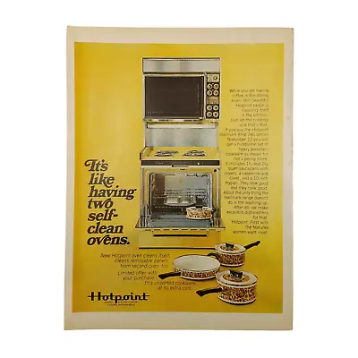 1968 Hotpoint Vintage Print Ad Hallmark RHV 786 Double Oven Range Self Clean • $8