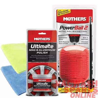 MOTHERS POWERBALL 2 POLISHING TOOL + ULTIMATE MAG AND ALUMINUM METAL POLISH 5oz • $71.94