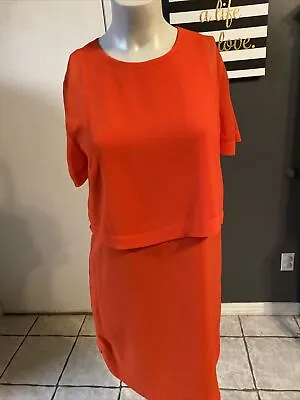 Mk1 Women's BCBGMAXAZRIA Kristy Coral Layered Mini Dress Size XS Georgette • $20